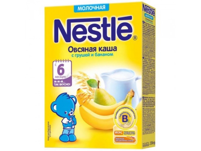 Каша детская Nestle Овсяная молочная Груша и бананом 220 г