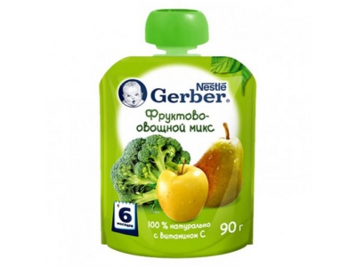 Пюре Gerber Фруктово-овощной микс 90 г с 6 мес