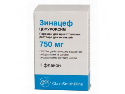 Зинацеф® порошок для приготовления раствора для инъекций750 мг №1 