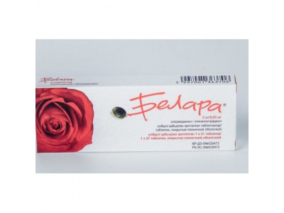 Белара® таблетки, покрытые пленочной оболочкой 2 мг/0.03 мг №21