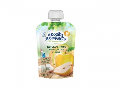 Когда я вырасту пюре яблоко груша дыня без сахара  90 г