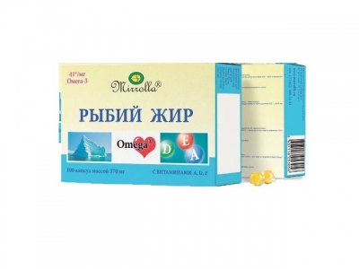 Рыбий жир  пищевой вит А Д Е 0,37 г №100