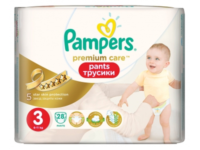Подгузники Pampers Premium Care pants трусики 3 (6-11 кг) №28