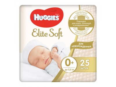 подгузники 0+ Huggies Elte Soft (до 3,5 кг) №25