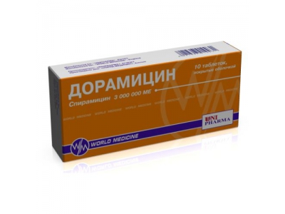 Дорамицин таблетки, покрытые оболочкой 3000000 МЕ№10