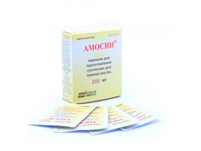 Амосин® порошок для приготовления суспензии для приема внутрь 250 мг №10