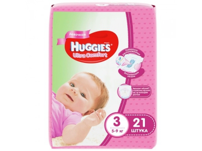 Подгузники Huggies Ultra Comfort для девочек 3 (5-9 кг) №21