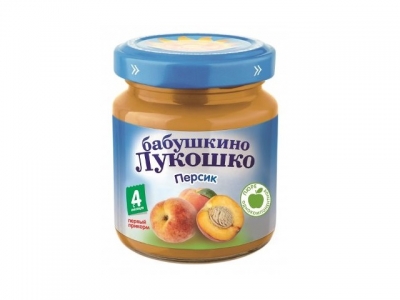 Пюре персик без сахара 100 гр, Бабушкино Лукошко