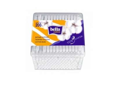 Белла Палочки ватные №200 шт квадратный пластик 