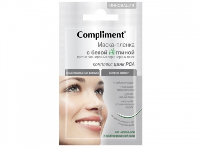 Маска-пленка Complement с белой bio глиной  против расшир пор и чер точ 9,0