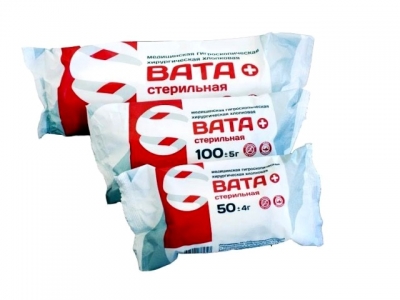 Вата 50 г А+ стерильная (Жайик)