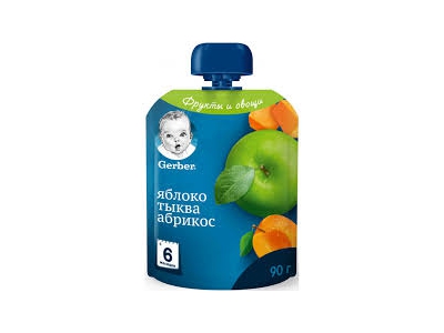 Пюре Gerber яблоко тыква абрикос  90 г с 6 мес