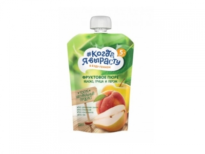 Пюре яблоко, груша, персик без сахара 220 гр, Когда я вырасту