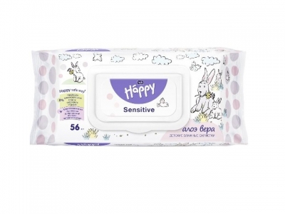 Happy Baby влажные салфетки 56 шт Алое вера