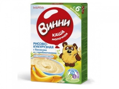 Винни каша молочная рисово - кукурузная с бананом и с пребиотиками 200гр