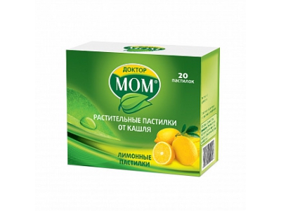 ДОКТОР МОМ® растительные пастилки от кашля лимонные №20