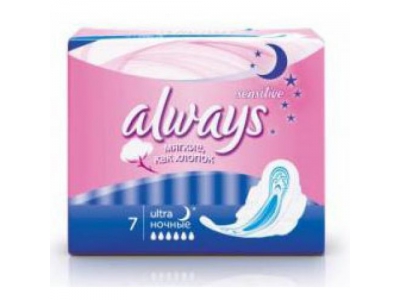 Прокладки always sensitive night №7