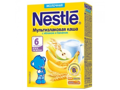 Каша детская Nestle Мультизлаковая молочная с яблоком и бананом 220 г с 6 мес
